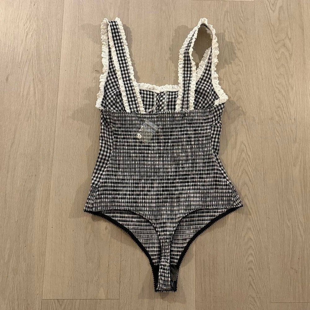 Free People x Intimately FP Cassie Bodysuit in Black/White Combo Size: M - Picture 5 of 6